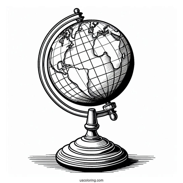 Globe Stand Coloring Page For Kids