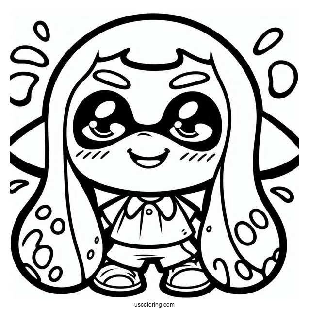 Splatoon Coloring Page Of Smiling Octoling Boy For Preschoolers