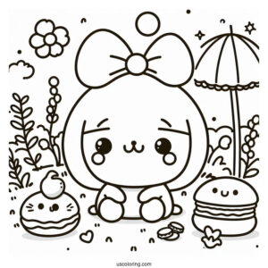 Pompompurin With Macaroon And Friends Coloring Page