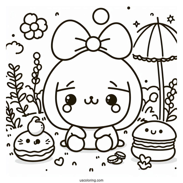 Pompompurin With Macaroon And Friends Coloring Page