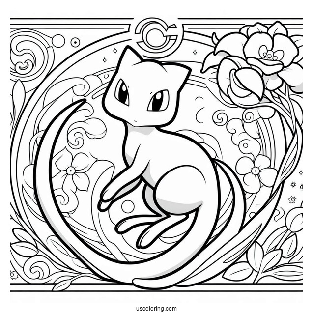Mew Coloring Page Mysterious Tail Pokemon Card