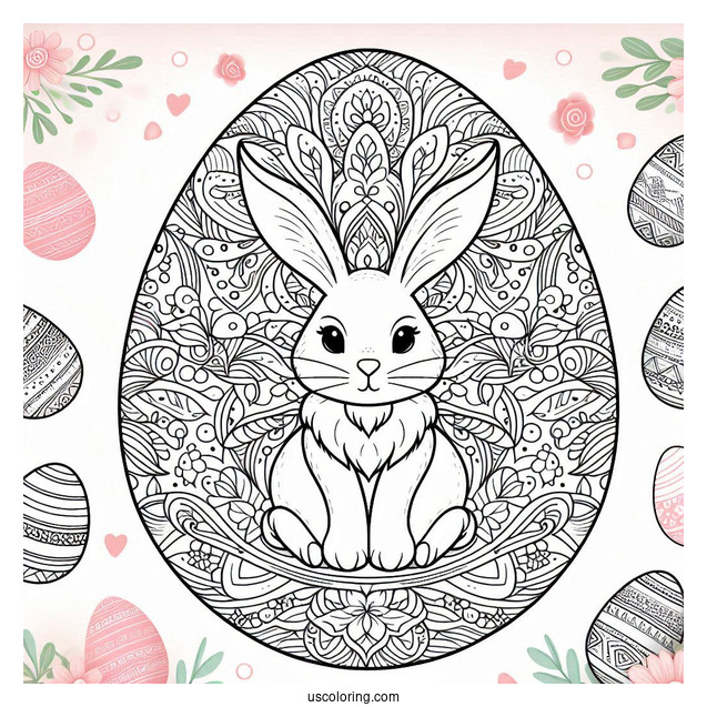 Easter Bunny Coloring Page Inside Easter Egg Mandala