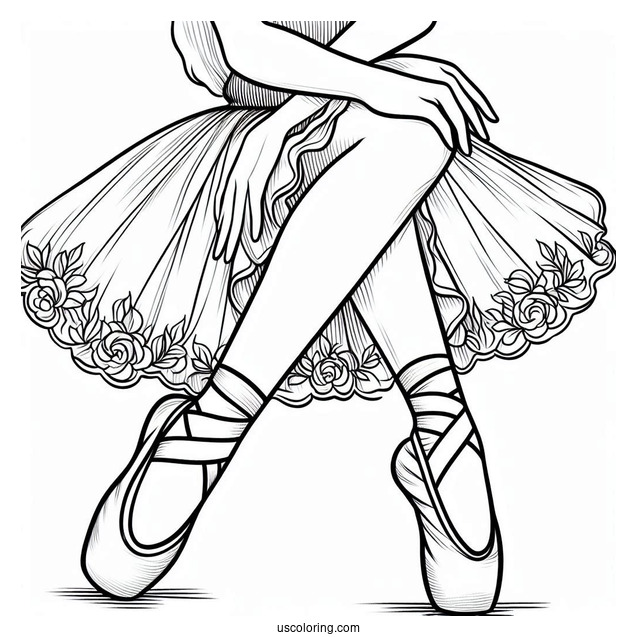 Ballerina Dance Shoes Coloring Sheet