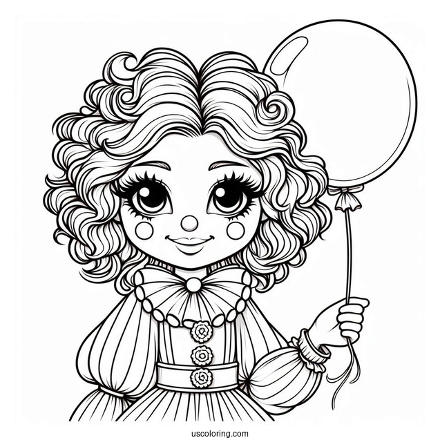 Clown Holding Balloon for Kids