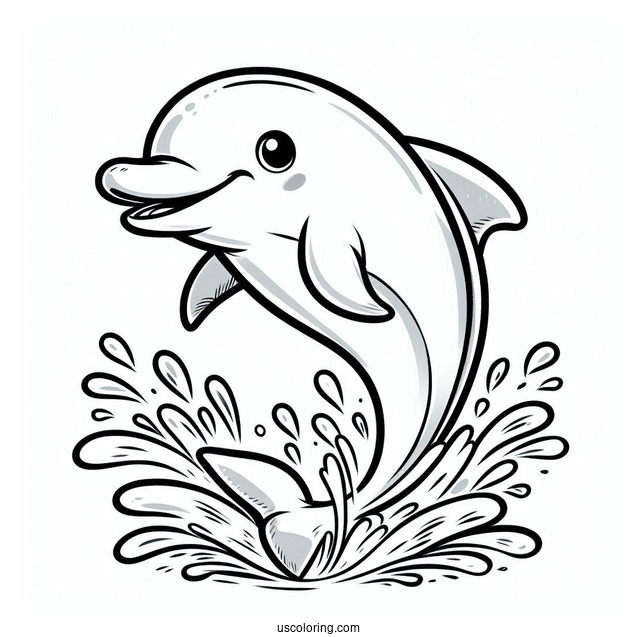 Smiling Dolphin Splashing In Water