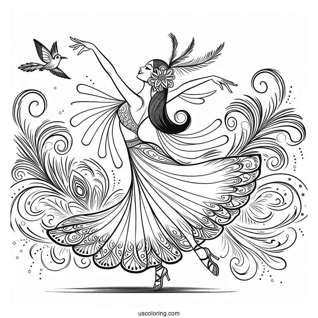 Blue Dancing Coloring Page