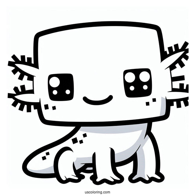 Minecraft Axolotl Coloring Page For Preschoolers