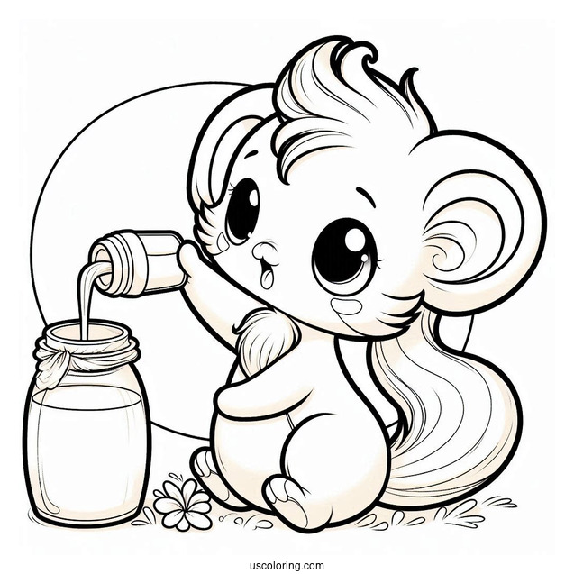 Baby Tails Coloring Page Drinking Milk