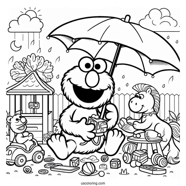 Elmo Playing With Toys With Friend