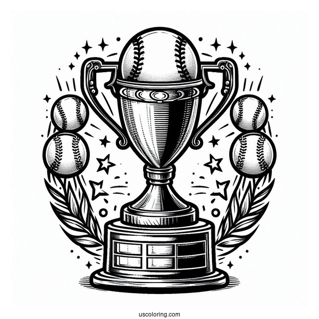 Baseball Coloring Page Of Champions Trophy Celebration