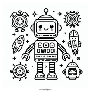 Cute Toy Robot Coloring Page For Preschoolers