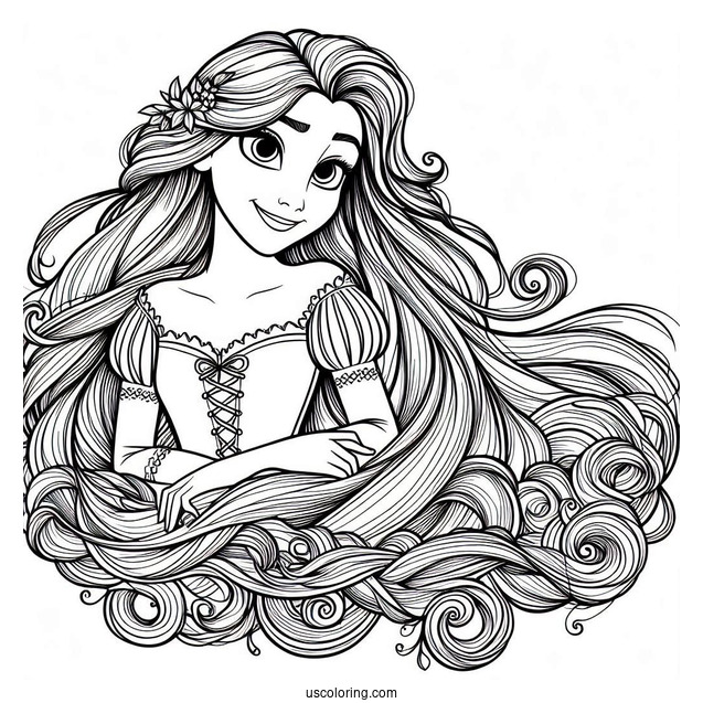 Rapunzel With Long Hair Coloring Page