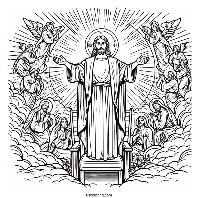 Blessed Jesus In Heaven Coloring In