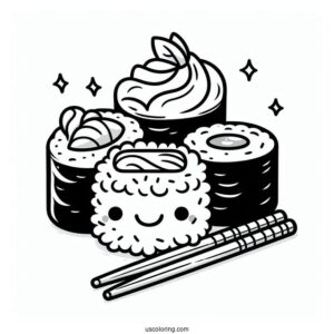 Full Page Cartoon Sushi Coloring Pages