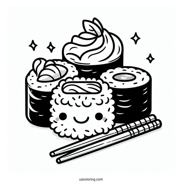 Full Page Cartoon Sushi Coloring Pages