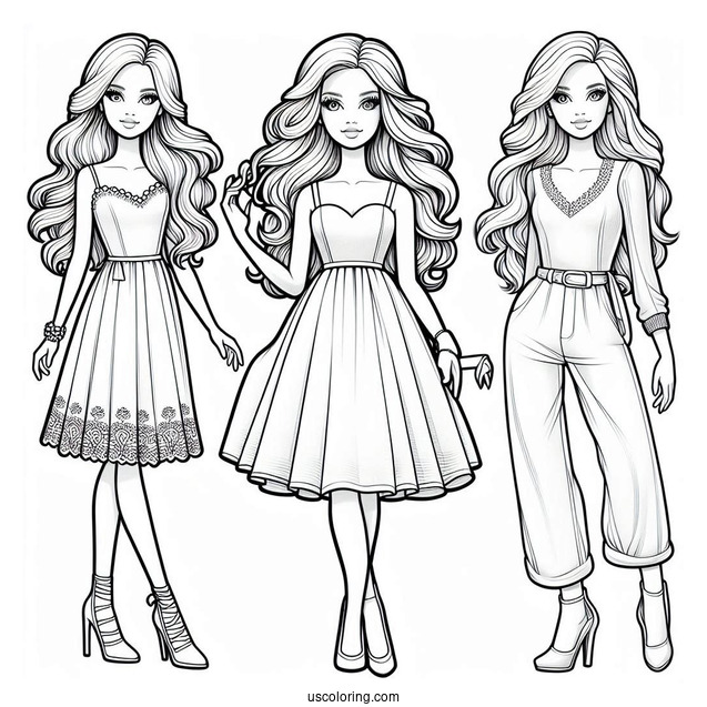 Barbie And Ken Dolls To Color