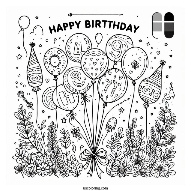 Happy Birthday Letter Balloons To Color