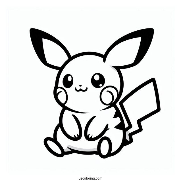 Simple Outline Of Pichu Coloring In For Preschoolers