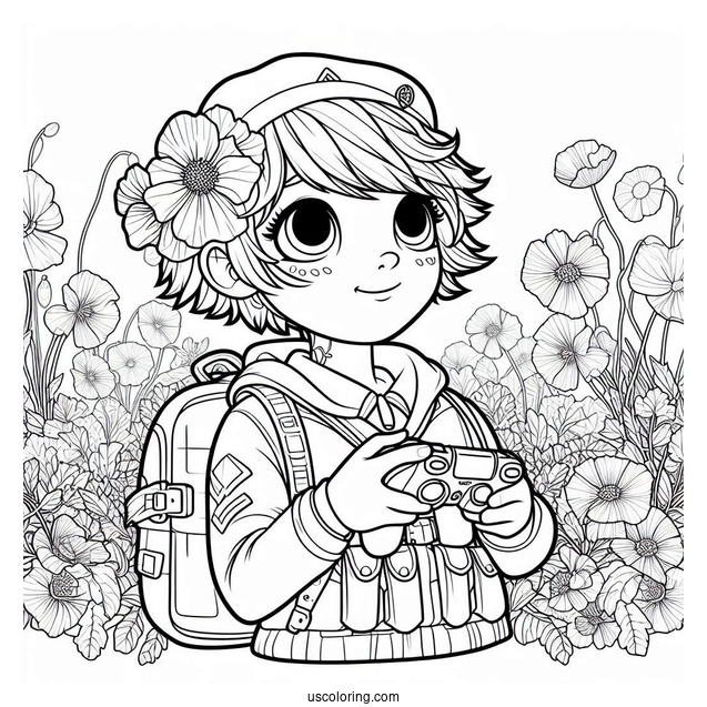 Poppy Playtime Coloring Page Of Player Wearing Grabpack