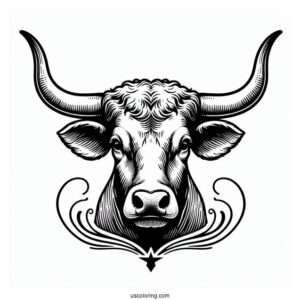 Simple Texas Longhorn Coloring Sheet