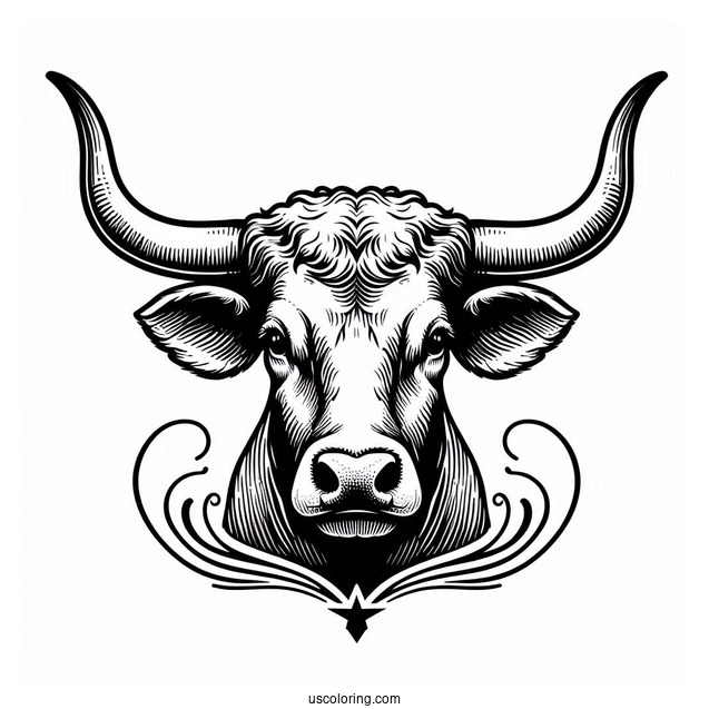 Simple Texas Longhorn Coloring Sheet