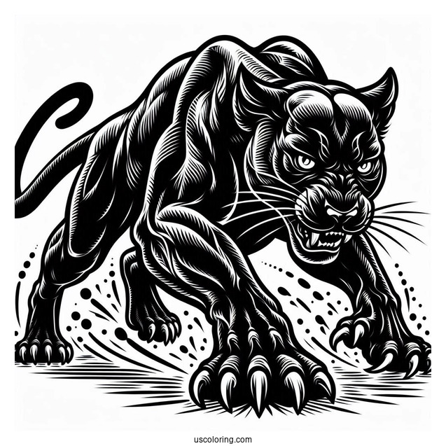 Black Panther In Attack Position Coloring