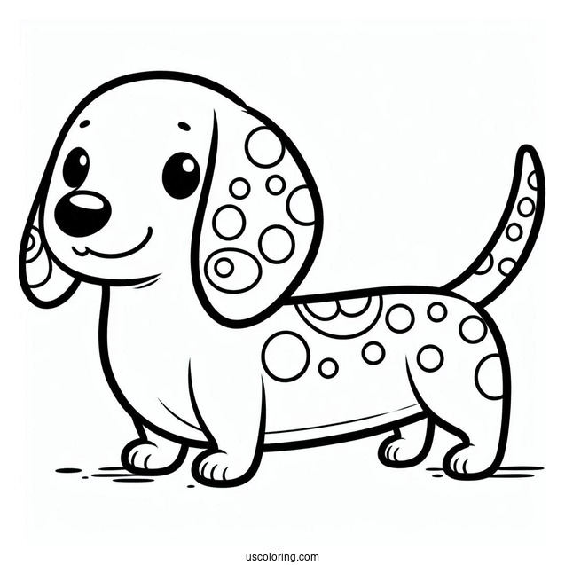 Cartoon Dachshund Coloring Page For Kids