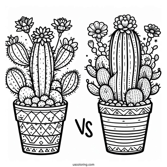 Plants Vs Cactus Coloring Page
