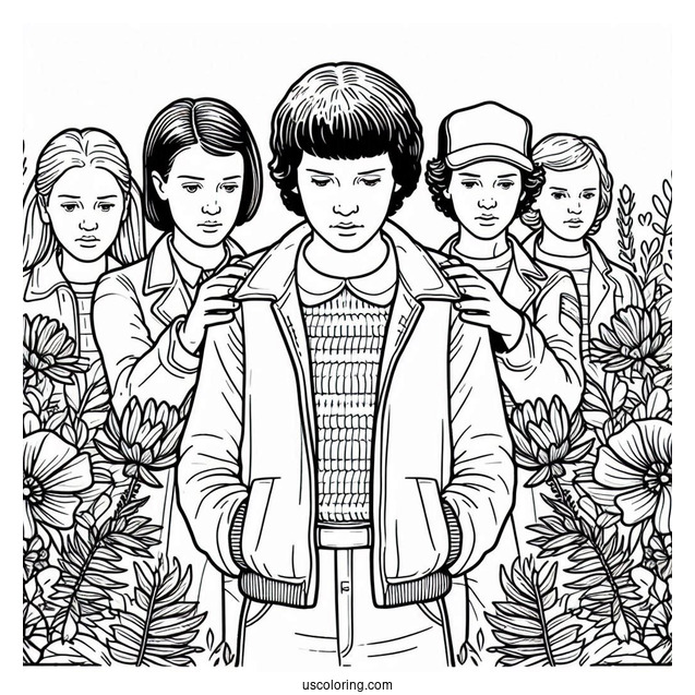 Eleven Protecting Her Friends Coloring Page