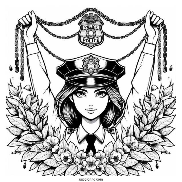 Hanging Police Officer Badge On Chain