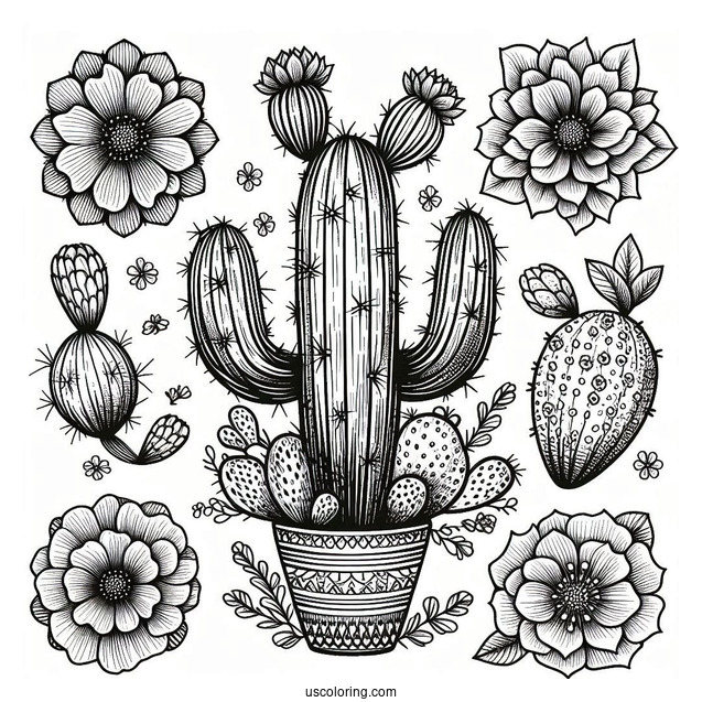 Prickly Pear Cactus Coloring Page