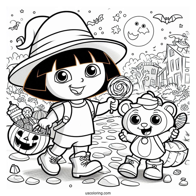 Dora And Boots Trick Or Treating For Halloween