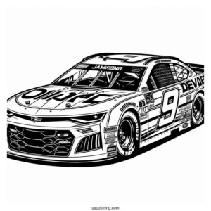 Dale JR Chevrolet Camaro NASCAR Coloring Page