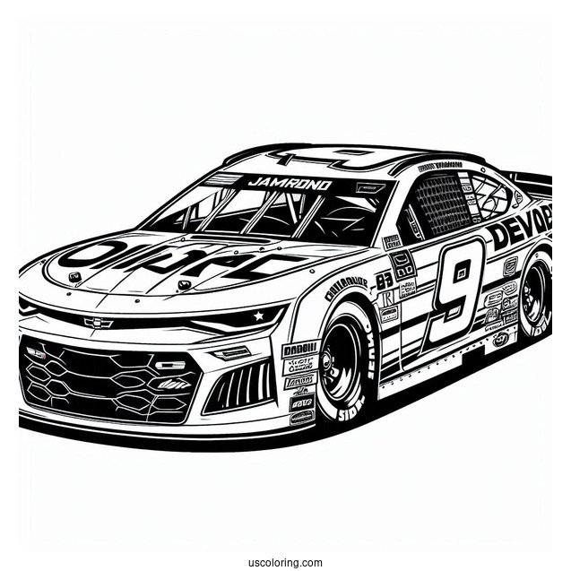 Dale JR Chevrolet Camaro NASCAR Coloring Page