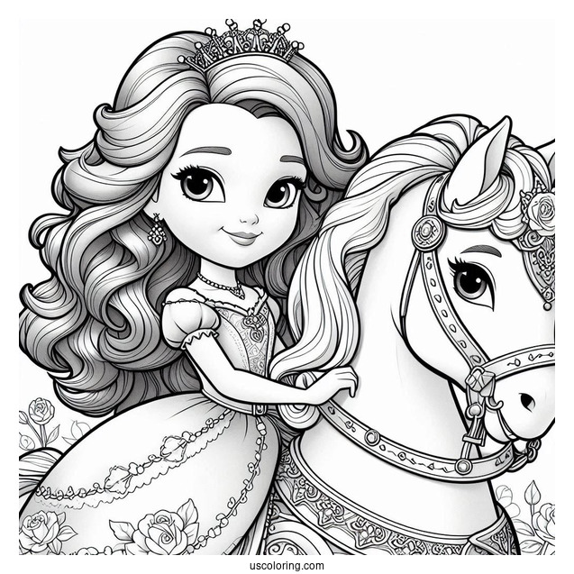 Sofia The First Coloring Page With Princess Amber Riding Everburn