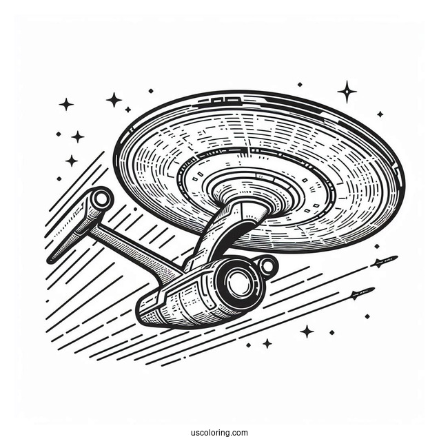 Simple Star Trek Coloring Page Of USS Exeter Outline