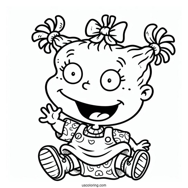 Rugrats Coloring Page Of Happy Angelika Pickles Waving