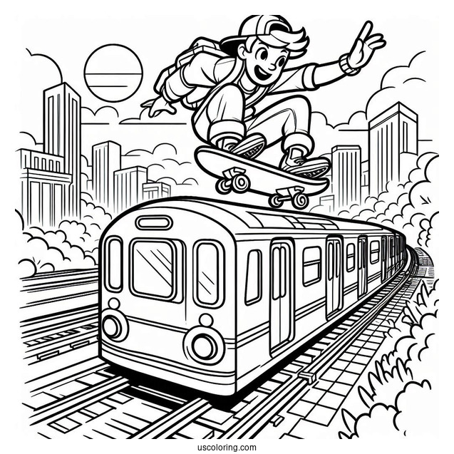 Subway Surfers Coloring Page Tricky On Top Of A Train