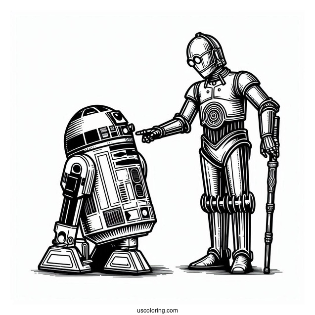 K2SO And R4 P17 Meeting R2 D2 Coloring Page