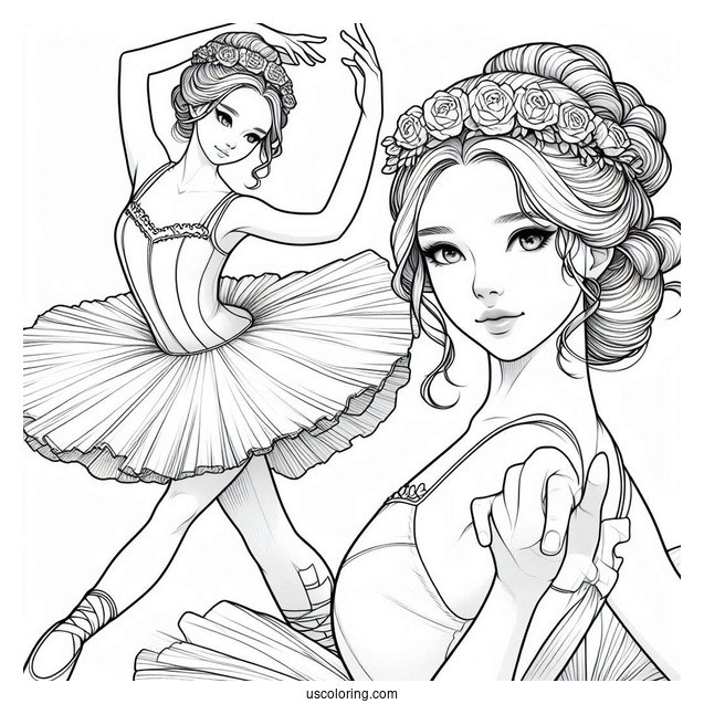 Realistic Ballerina Coloring Page