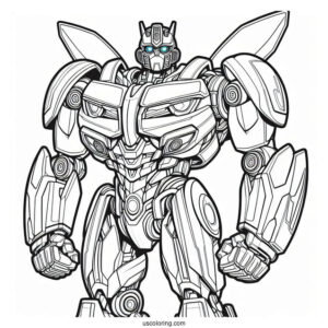 Easy Outline Of Bumblebee Transformer Robot To Color