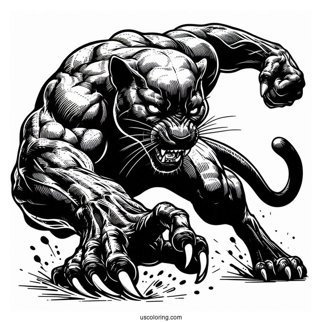 Black Panther In Attack Position Coloring