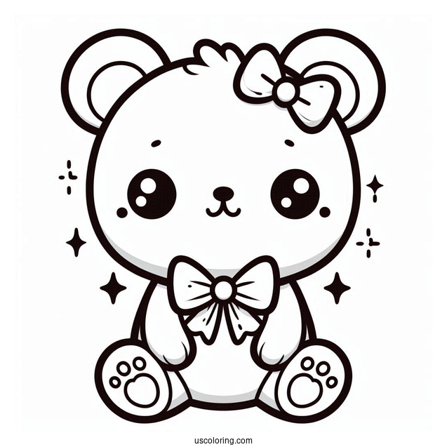 Kawaii Bear Coloring Page For Preschoolers