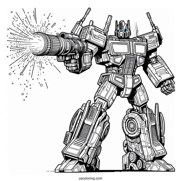Optimus Prime Coloring Page Using Ion Blaster In Battle