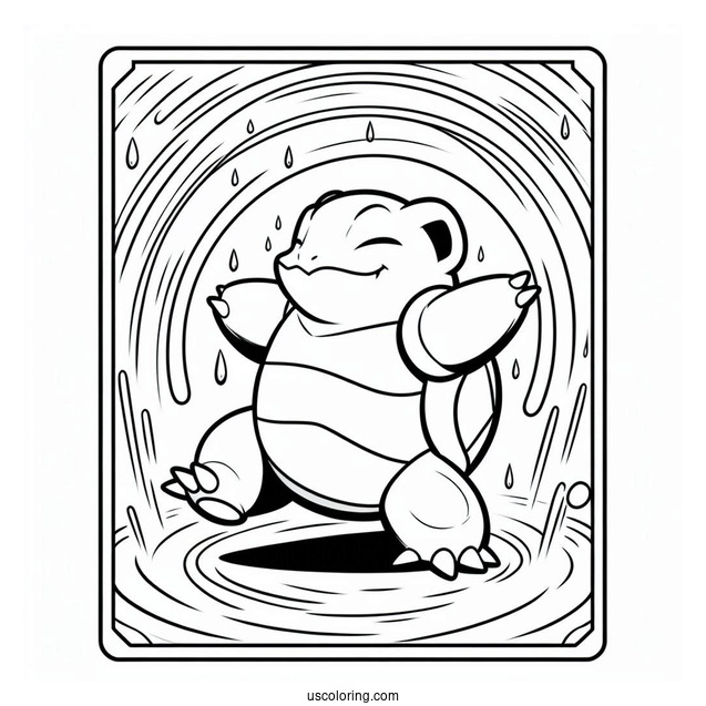 Blastoise Rain Dance Pokemon Card Coloring Page