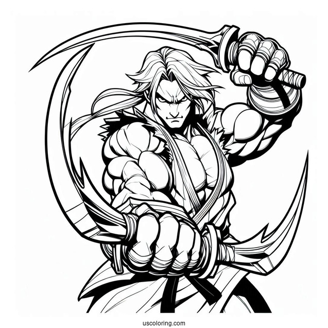 Street Fighter Coloring Page Of Vega With His Sharp Blades
