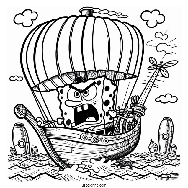 Flying Dutchman In A Rage SpongeBob Coloring Page