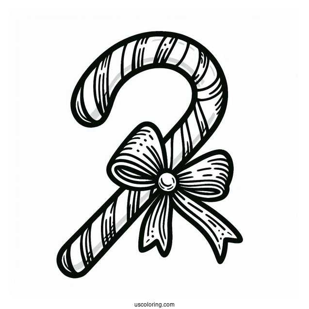 Easy Outline Of a Candy Cane To Color