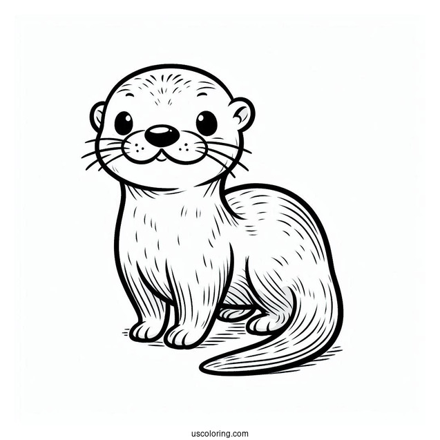 Simple Otter Coloring Page Standing For Kids
