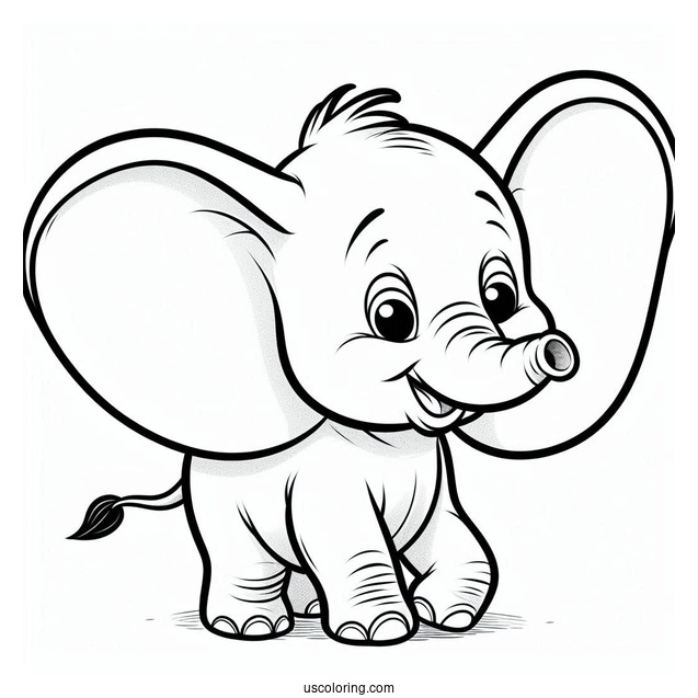Dumbo The Elephant With Big Ears Coloring Sheet